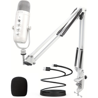 Haomuren Professional USB Streaming Podcast PC Microphone Studio Cardioid Condenser Mic Kit with Boom Arm For Recording YouTube