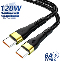 120W Type C Cable Fast Charging Type C to Type C Wire Cord For iPhone 16 15 Samsung Xiaomi C To C Type C USB C Cable Accessories
