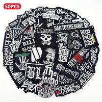 50pcs/Lot Black and White Embroidered Patches for Clothing Iron on Patches Appliques Music Patches Sew on DIY Decoration