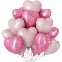 12Pcs Cream Love Heart Foil Balloons 18inch Pink Heart Balloon for Valentine's Day Wedding Birthday Baby Shower Party Decoration