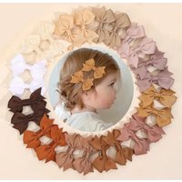 24Pcs Baby Girls Solid Bow Hair Clips Cute Mini Grosgrain Ribbon Bowont Hairpins Ponytail Barrette For Kids Headwear Accesories