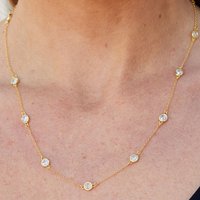 Bezel Set Round Dot Geometric CZ Station Chain Necklace For Women Simple Clavicle Chain Jewelry Fashion Fashion Wear Accessories