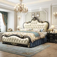 Safe Sleeping Bed Queen King Size Bedroom Girls Design Beauty Bed European Wooden Luxury Sun Camas De Casal Trendy Furniture