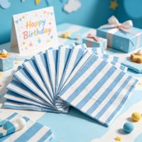 20Pcs Blue White Striped Napkins Disposable Birthday Feast Family Gathering Daily Meal Arrangement Indoor Festive Decoration