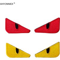 AHYONNIEX 1PC Fully Embroidered Little Monster Devil Eye Badge Demon Head Patch Military Tactical Morale DIY Stickers