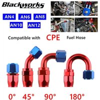 Universal AN4/AN6/AN8/AN10/AN12 Straight 0°/45°/90°/180° Degree Oil Fuel Swivel Hose End Fitting Oil Hose End Adaptor Kit Red