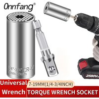 Onnfang 1/4-3/4inch Universal Torque Wrench Head Set Socket Sleeve Grip Power Drill Ratchet Spanner Key Magic Multi Hand Tools