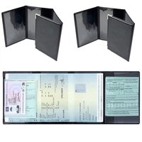 4-Fold black Transparent Plastic Holders for Vehicle Registration And Insurance Cards, Suitable for Car Or Motorcycle Documents