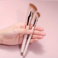 2pcs Slanted Foundation Brush Professional Concealer Blush Blending Face Contour Makeup Brush Ideal for Makeup Starters Artists