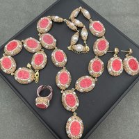 Natural Ore Crystal Teeth Set Ethnic Style Retro Personalized Banquet Drill Jewelry High-end Four Pieces Literature