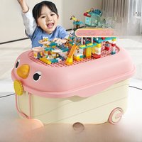 Creative Duckling Children's Toy Storage Box Clothes Book Organizer Plastic Double Door Opening Home Use Storage Box