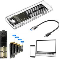 M.2 NGFF SATA Type C 3.1 Hard Disk Box 10Gbps Transparent External SSD Case External SSD Adapter for 2230/2242/2260/2280
