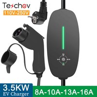 Przenośna ładowarka EV Teschev 3.5KW Typ 1 SAE J1772 16A Typ 2 IEC62196 do samochodów elektrycznych, kabel do szybkiego ładowania EVSE