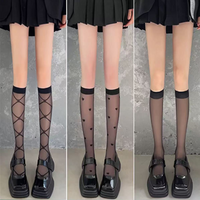 Sexy socks, cute calf socks, heart polka dot, summer black stockings, half-leg pantyhose