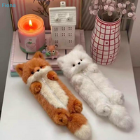♩Cute Plush Fox Pencil Case, Kawaii Fluffy Animal Zipper Pouch for Student Stationery Cosmetic Storage Bag