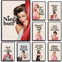 Funny Quote Print Girl Room Canvas Painting Bathroom Posters and Prints Better Late Than Ugly Print Woman Vintage Poster