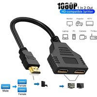 1080P 1 In 2 Out HDMI-compatible Splitter Cable 2 Dual Port HDTV Splitter Adapter For XBox/PS4/PS3/DVD/PC/Laptop/TV Accessories
