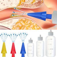 Manual ear cleaning kit, consisting of 3 5-hole ear cleaning heads, paired with 3 different capacity squeeze bottles (30ml/50ml/