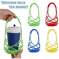 ✔Reusable Silicone Cup Carrier,Portable Woven Drink Holder Basket for Bubble Tea,Coffee and Juice