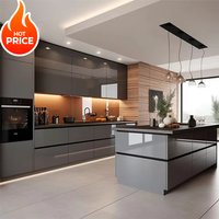 Custom Complete Grey Cabinet Set Solid Wood t Kitchen Furniture Design Modern Plywood