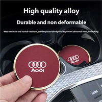Alloy Leather Car Coaster Water Cup Holder Anti-slip For Audi S3 S4 S5 S6 RS3 RS4 RS5 Q2 Q3 Q5 Q7 Q8 SQ5 TT A3 A4 A5 A6 A7 A8