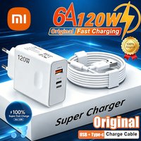 Xiaomi 120W Original Phone Charger Turbo Fast Charge PD USB 2 In 1 Charger 2Ports Fast Charging For Xiaomi Huawei iPhone Samsung