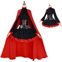 Anime RWBY Ruby Rose Cosplay Costume Women Girls Suit Cape Black Dress Christmas Halloween Disguise Performance Stage Wear