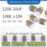 10 pcs 1206 10UF 106K 16V 25V 50V 100V 10% X7R 3216 SMD ceramic capacitors