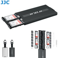 JJC 18 Slots Memory Card Case Pop-up Design SD MicroSD Card Holder with Carabiner for 4 SD +12 Micro SD/TF +2 Nano SIM/ NM Cards