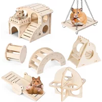 Pet Hamster Wooden Swing Toy Pet Cage Toy Parrot Seesaw Wooden Bridge for Small Pet Squirrel Golden Bear Guinea Pig Exercise Toy