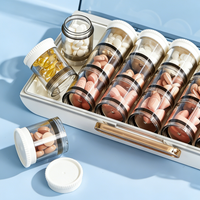 Portable Rotary Pill Box with Independent Mini Bottles, Leak-proof & Moisture-proof Travel Medicine Organizer, Secure Seal Weekl