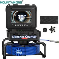 Sewer Pipe Inspection Camera With Keyboard Meter Counter,10" IPS Screen 7mm 512hz Self-Leveling AHD1080P Sewer Drain Borescope