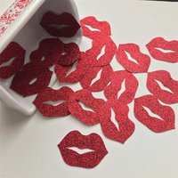 100pcs Glitter Red Lips Confetti Bachelorette Single Party Wedding Valentine's Day Table Decoration Supplies