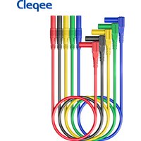 Cleqee P70031A Multimeter Test Leads 4mm Banana Plug Male to Male Straight to Right Angle Connector Soft Wire Cable