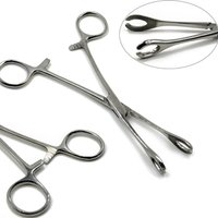 25cm Straight Sponge Forceps, Serrated Jaws Tight Grip Stainless Steel Surgical Holding Clamp for Medical Use