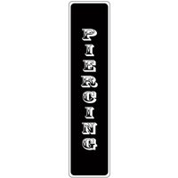 Tin Sign Piercing Vintage Gothic Black Metal Wall Decor Plaque with Vertical Font for Tattoo Studio Piercing Shop Home Bar Alter