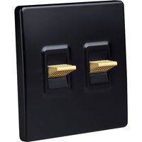 Wall Light Retro Toggle Switch 1-3 Gang 2 Way High Quality Black Frosted Panel
