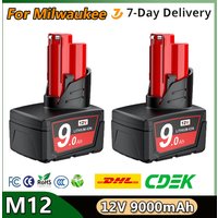 For Milwaukee M12 Battery 12V 9.0Ah Rechargeable Battery 48-11-2402 48-11-2411 9000mAh Power Tool Replacement Battery