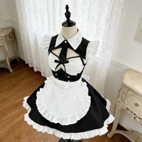 Amine Japanese Maid Cosplay Costume Black Lolita Kawaii French Sexy Backless Dress Unifrom Woman Party Clothes Plus Size S-5XL