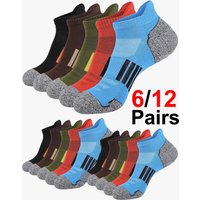 6/12 Pairs Thin Mesh Men's Sports Socks - Sweat Absorbing Breathable Casual Comfortable Non-Slip Wear-Resistant Sports Footwear