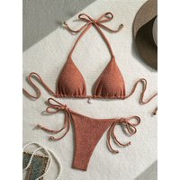 Sexy Pink White Bikini Set 2026 Women Shell Ornament Push Up Tie Side Thong Swimsuit Summer Bathing Suit Holiday Micro Swimwear