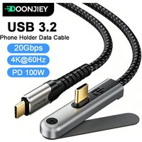 DOONJIEY USB3.2 Full Function Cable 20Gbps ThunderBolt 3 Type C to Type C Data Transfer Cord 4K 100W Phone Holder Charging Cord