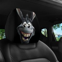 2pcs Donkey Cartoon Print Car Headrest Covers, Car Interior Decor, Universal Fashion Seat Protector, Washable, Easy to Install,