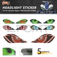 Motorcycle Headlight Sticker Head Light Eye Guard Decor Decal Fit for Yamaha Raptor 250 350 700/R YFZ 450/R/X Wolverine 350 450