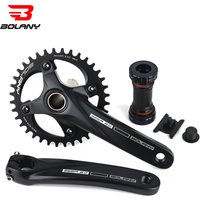 BOLANY Bicycle Crankset 170mm 104BCD Mountain Bike Double Disc Crank with Bottom Bracket 34T 36T 38T Aluminum Alloy Bike Cranks