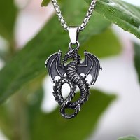 2024 New Creative Feather And Dragon Pendant Necklace For Man Women Key Choker Personality Charm Jewelry Punk Rock Jewelry