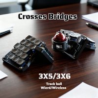 New Bridges Crosses Split Keyboard Wireless 3x5/3x6 Low Profile Kailh Choc Switch Trackball Gaming Keyboard Kit Hotswap Teclados
