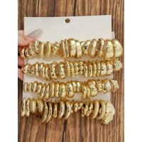 10 Pairs-40 Pairs Oversized New Style Golden-Color ABS/Resin Minimalist Fashion Earring Set, Suitable For Women's Daily Wear