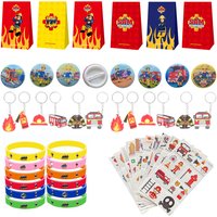 Fireman Sam Party Favors Goodie Bag Stuffers Firefighter Birthday Gifts Ornaments for Kids Fire Truck Keychains Bracelets Toy