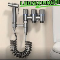 3-in-1 Stainless Steel Water Distributor with Spray Gun - Wall-Mounted, Chrome Finish, Valve Core, No Electricity Needed